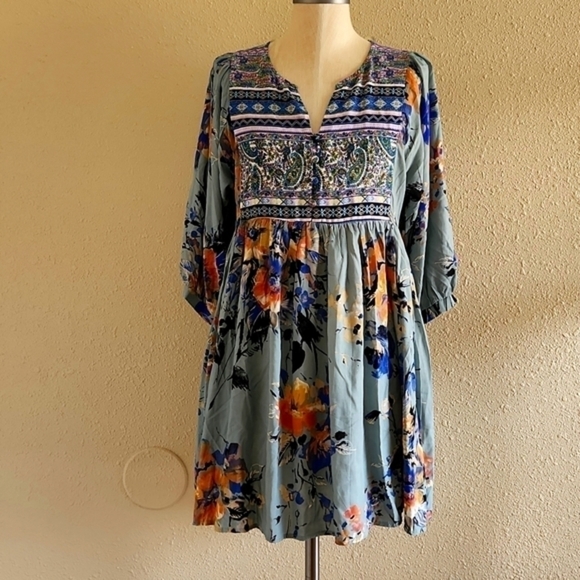 UMGEE Floral Midi Lenght Long Sleeve Dress Top - Picture 1 of 7